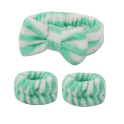 Flannel front bow elastic headband face wash and makeup headband waterproof wrist cover hair tie headband
