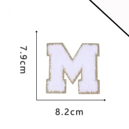 A-Z White Chenille Letter Patches Towel Sequins Clothing Patch Clothes Sew on Applique DIY Garment Hat Decor