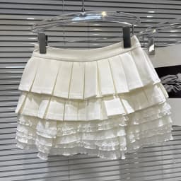 DEAT 2025 Autumn New Sweet Style Lace Patchwork Pleated Skirt For Women Casual Solid Color Cake Skirts Female Trendy 11A06220