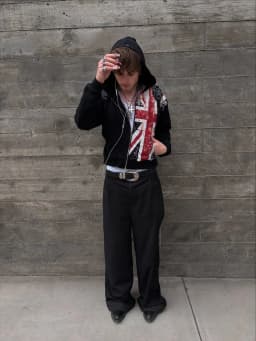 British flag printed cardigan hooded fashionable solid color oversized sweatshirt Y2K Harajuku Hip Hop Gothic casual clothes