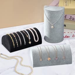 1 Piece, Flannel Half-Round Pillow Necklace Display Stand for Necklace and Bracelet Display and Storage