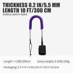 KOETSU SUP Paddle Board Leash 10FT 5.5 mm/0.22 in TPU Material Strong Cord with Ankle MAGIC TAPE Comfortable Secure Fit