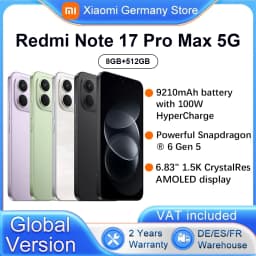 Global Version Redmi Note 17 Pro Max 5G 6.83' Smartphone 5G 9210mAh Battery 100W HyperCharge IP66 IP68 Powerful Snapdragon® 6 Gen 5