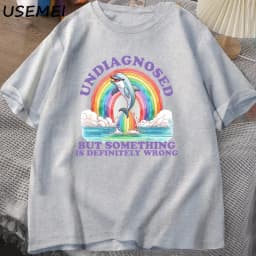 Undiagnosed But Something Is Definitely Wrong T-Shirt Vintage Men's Clothes Summer Cotton Short Sleeve T Shirt Loose Tops