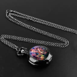 Famous Teleplay Design Personalized Character Set Black Dome Glass Quartz Pocket Watch Men Women Necklace Pendant Clock Gifts