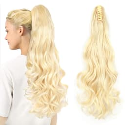 Synthetic Claw Ponytail Extensions 22inch Long Wavy Claw Clip Pony Tail Hairpieces for Women Girls Dairy Party Holiday