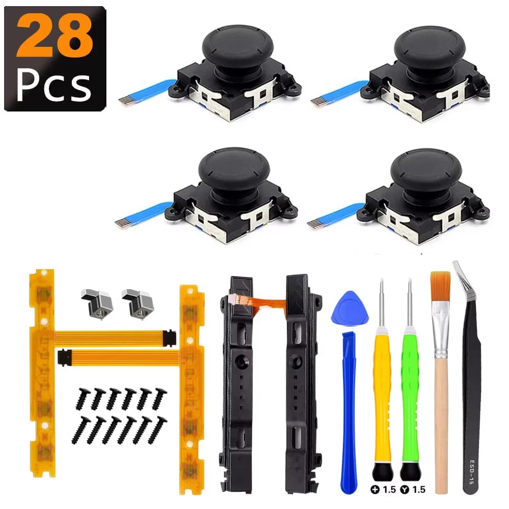 28 in 1 NS Joycon Joystick Replacement Repair Kit Left & Right Slider Metal Buckles For Nintend Switch Lite/Oled Accessories