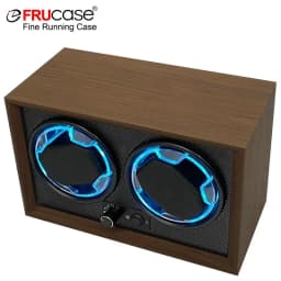 FRUCASE Wooden Watch Winder for Automatic Watches 2 Rolex Box Jewelry Display Collector Storage with Light