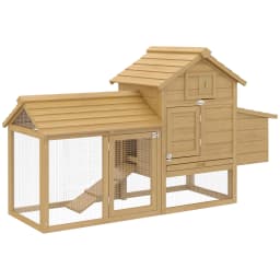 PawHut Small Chicken Coop with Run Hen House Poultry Coops Cages Nesting Box 150.5 x 54 x 87cm