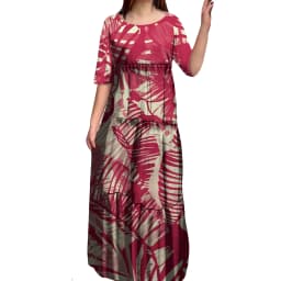 Anti-wrinkle 8XL Polynesian Milk Silk O-neck Tiered Dress Hot Selling Pacific Island Art Hawaii Design Evening Mermaid Dresses