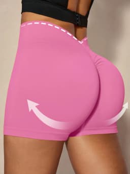 Women V Back Gym Shorts Solid Outdoor Athletic Scrunch Workout Biker Yoga Pants Leggins Sports Fitness Short Tights Elastic