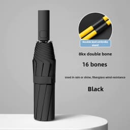 UPF50+ 16-Rib Auto Folding Umbrella - Windproof Large UV Protection Sun & Rain Parasol, Lightweight Travel Design for Women/Men
