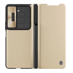 NILLKIN Qin Flip Leather Case for Samsung Galaxy Z Fold 5 with S-Pen Pocket Slide Camera Lens Cover Full Protection Phone Case