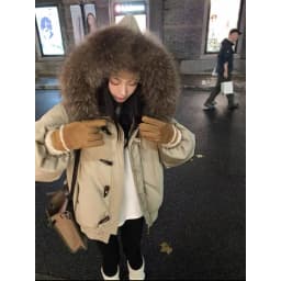 YYAHAHAS 2025 Winter New Cow Horn Button Thick Cotton Coat Retro American Warm Fur Collar Hooded Jacket Female Clothing