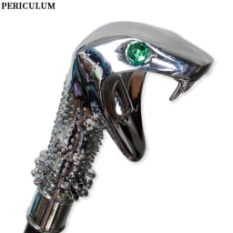 Polished Silver Cobra Head Handle Walking Cane Detachable Green Gem Eye Walking Stick Halloween Cosplay Prop for Men Women