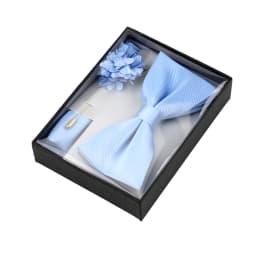 Bowtie Man Flower Brooch Set With Box Pocket Square Butterfly Lapel Pin Bow Tie Set For Men Wedding Suit Accessories Gift Cravat