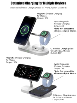 Magnetic Wireless Charger Pad Stand Foldable for iPhone 18-12 Series Apple Watch AirPods 15W Fast Charging Dock Station Light