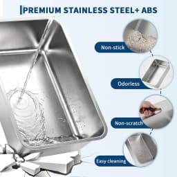 Dog-Proof Fully Enclosed Stainless Steel Litter Box with Lid | Enclosed, High Sided, Front Entry & Top Exit, Leak Proof Design, Scoop Included, Great for Large & Multi-Cat Homes - Pink