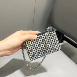 Mini Small Bag Shiny Rhinestone Coin Purse Short Chain Coin Bag Handle Small Card Bag Handle Woman's purse Design handmade