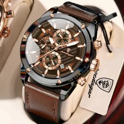 POEDAGAR High Quality Quartz Man Clock Waterproof Luminous Chronograph Date Men Wristwatch Leather Luxury Business Men's Watches