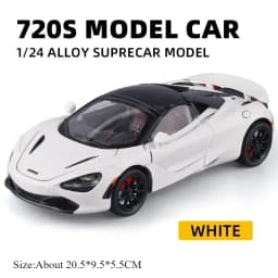 1:24 Senna GTR 720S Miniature Model Alloy Diecast Sports Car Toys Front Wheel Steering Sound Light Pull Back Boys Festival Gifts