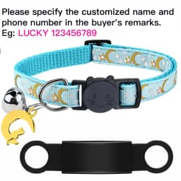 Customized Cute Glow Cat Collar Free Engraved Puppy Kitten Anti-lost Pet ID Nameplate Necklace With Bell & Moon Ornament
