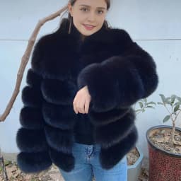 QUEENTINA Winter New Women's Cold Real Fox Fur Coat With Collar Especially Overcoat Leather Female Natural Plus Size 2023 Luxury