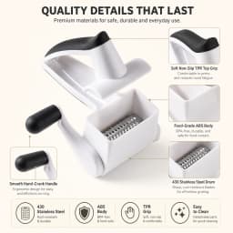 Handheld Rotary Cheese Grater 3 Interchangeable Drums Manual Vegetable Slicer Shredder For Kitchen Pasta Salad Prep