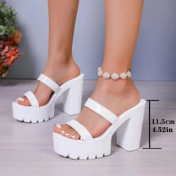 Women High-heel Slippers Summer Open Toe High-heeled Sandals High Quality Patent Leather Women High-heel Slipper Sandalias Mujer