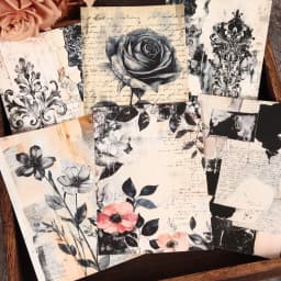 24sheets Non-repeating Self-adhesive Scrapbook Background Sticker, Matte Film Process, for Junk Journals, Scrapbooking Supplies