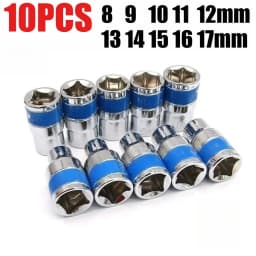 1/2Inch Blue Drive Short Hex Sockets for Nut Removal 8-32mm Socket Spanner, CR-V Steel Socket Set For 1/2 Socket Set