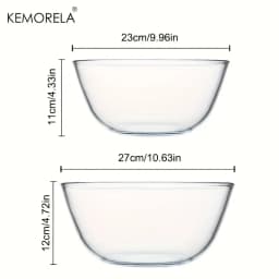 1PCS Deep Mixing Bowl - Heavy-Duty Glass Salad Bowl, Dishwasher & Oven Safe, Microwave Compatible for Baking Prep Bread Proofing
