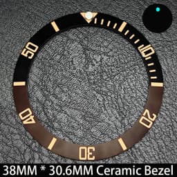 Sloping 38mm * 30.6mm Ceramic/Aluminum Blue Luminous Bezel GMT and Diving Watch Insert Fit for 40mm Watch Case Replacement Watch
