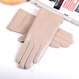 Women's Ladies Elegant Genuine Leather Wool Lining Winter Goat Skin Touch Screen Casual Riding Warm Short Gloves