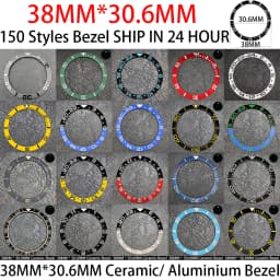 Sloping 38mm * 30.6mm Ceramic/Aluminum Blue Luminous Bezel GMT and Diving Watch Insert Fit for 40mm Watch Case Replacement Watch