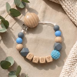 2026 Personalized Baby Pacifier Clip Custom Name Wooden Dummy Chain Silicone Teether Holder BPA Free Baby Shower Gift