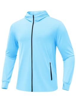 TACVASEN Men's Full Zip UPF 50+ Hooded Jacket Lightweight Sun Protection Fishing Hiking Shirt 4 Pockets Thumbholes Breathable