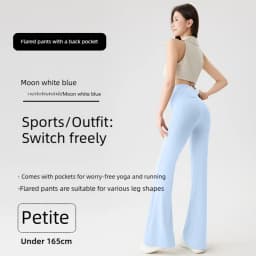 Women Bootcut Shark Yoga Flare Pants With Back Waist Pocket Fitness Workout Leggings Casual Sports Long Pants High Waist Trouser