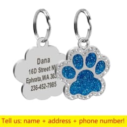 Stainless Steel Engraved Pet Name Collar Pendant ID Tags Personalized Anti-lost Engraved Diamond Pendant Necklace For Cat Dog ID