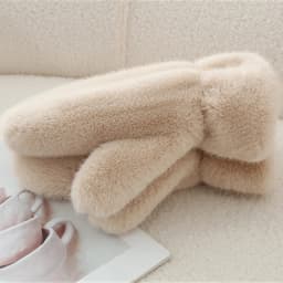 Women Winter Keep Warm Thickened Solid Hairy Smooth Soft Gloves Fashion Personality Cute Lovely Sweety Windproof Mittens
