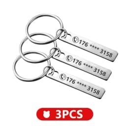 Stainless Steel Anti-lost  Customized Phone Number Key Chain for Women Men Personalized Laser Engraved Names  Bar Key Ring