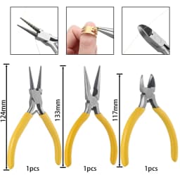 3pcs/Set Portable Jewelry Making Pliers Tool Needle Round Nose Pliers Diagonal Plier for DIY Jewelry Hardware Making Repair Tool