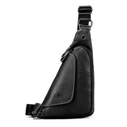 Head Layer Cowhide Chest Bag, Genuine Leather Men's Triangle Bag, Fashionable Retro Mini Bag, Single Shoulder Crossbody Bag