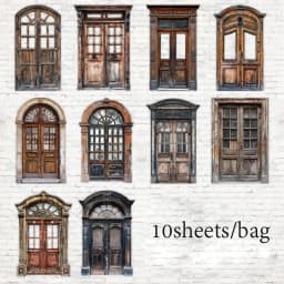 Vintage Door Frame Sticker Pack 10 Sheets/Bag Scrapbook Stationery DIY Journal Phone Case Notebook Decoration