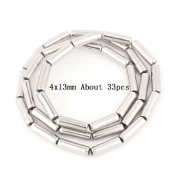 Natural Silver Color Hematite Stone Cylinder Irregular Loose Round Beads For DIY Jewelry Making Bracelet Earring Accessories