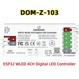 DOMRAEM ESP32 4 Output WLED Controller 16A Fuse & Level Shifter Sound Sync Compatible with WS281x Digital RGB IC LED Strip Light