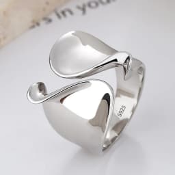 PANJBJ  925 Sterling Silver Double Layer Ring for Women Girl Gift Geometry Hollowing Out Minimalism Fashion Jewelry Wholesale