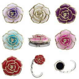 Rose Flower Pattern Bag Hooks Portable Folding Table Hook Clasp Purse Bag Handbag Hooks Hanger Holder