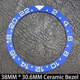 Sloping 38mm * 30.6mm Ceramic/Aluminum Blue Luminous Bezel GMT and Diving Watch Insert Fit for 40mm Watch Case Replacement Watch