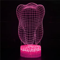 Nighdn Tooth Acrylic Led Night Light 3D Illusion Lamp 7 Colors Changing USB Table Bedside Lamp Birthday Christmas Gift for Kids
